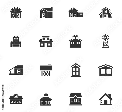 farm building icon set