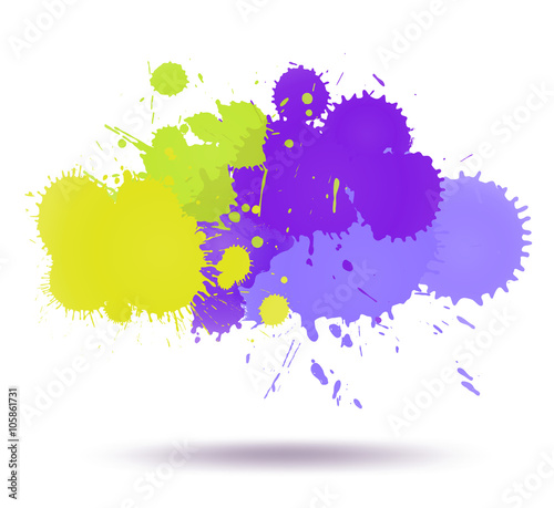Green and violet color ink transparent blots abstract 