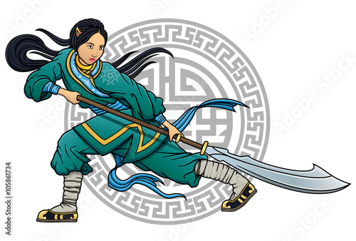 wushu girl with glaive
