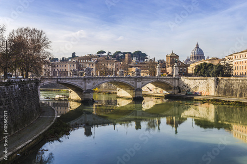 Saint Peters basilica, Rome. View of Vittorio Emanuele II bridge