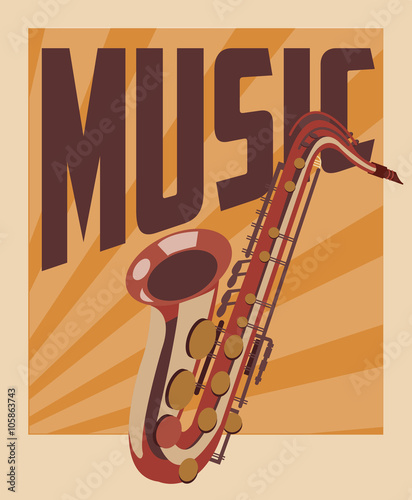 retro music, poster design, vector illustration