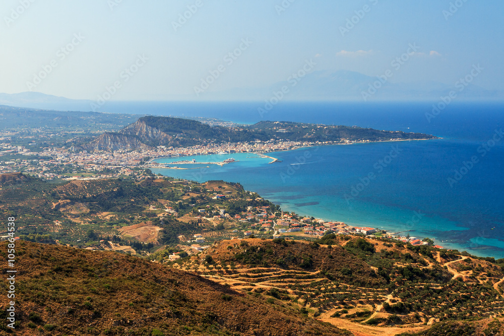 Beautiful view over Zakynthos city on the Greek island Zakynthos 