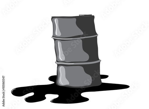 old and crumpled barrel crude oil pollute the environment