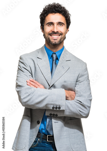      Handsome male manager isolated on white  photo