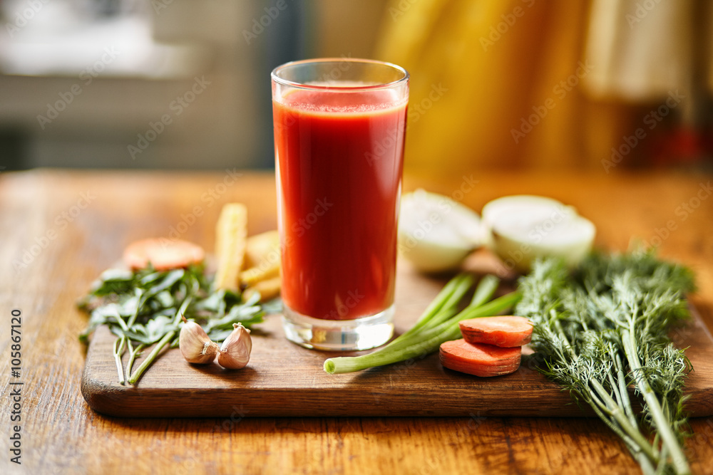 Group of different raw vegetables with tomato juice / healthy diet food lifestyle Group of different raw vegetables with tomato juice / healthy diet food lifestyle