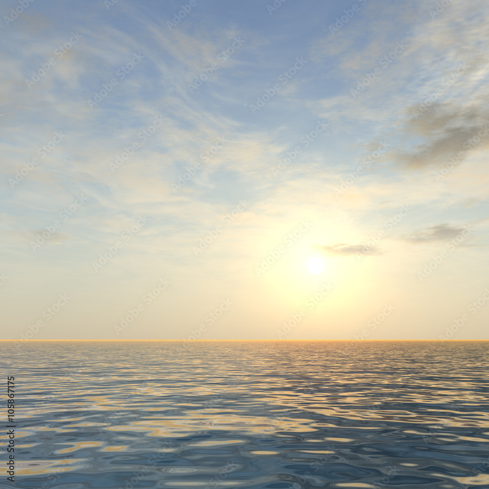 Obraz premium Conceptual sea water and sunset sky