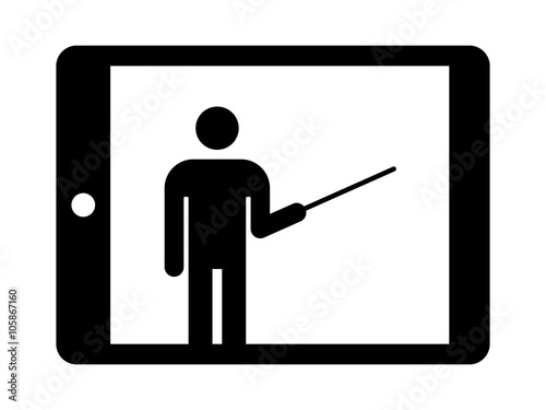 Online education with teacher holding stick flat icon for education apps and websites