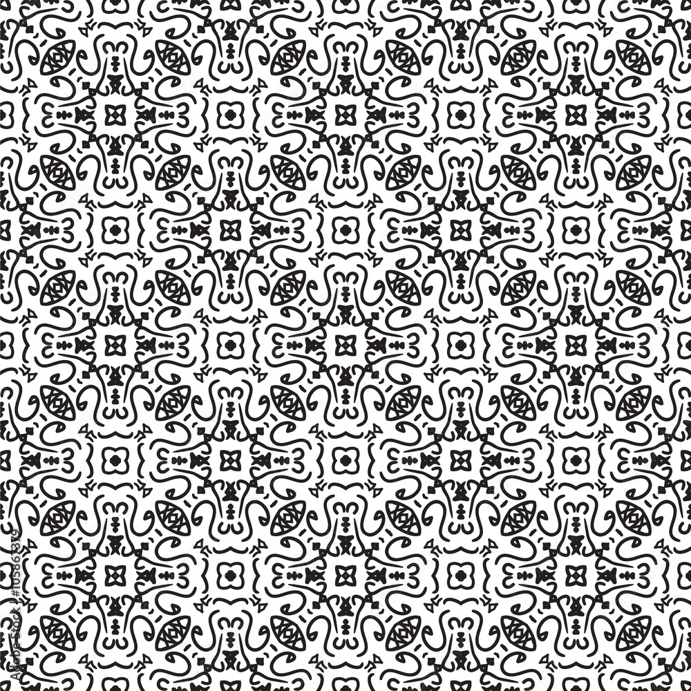 black and white ethnic seamless pattern