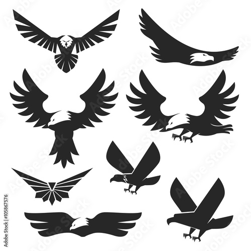 Set of the eagles icons and logo templates.