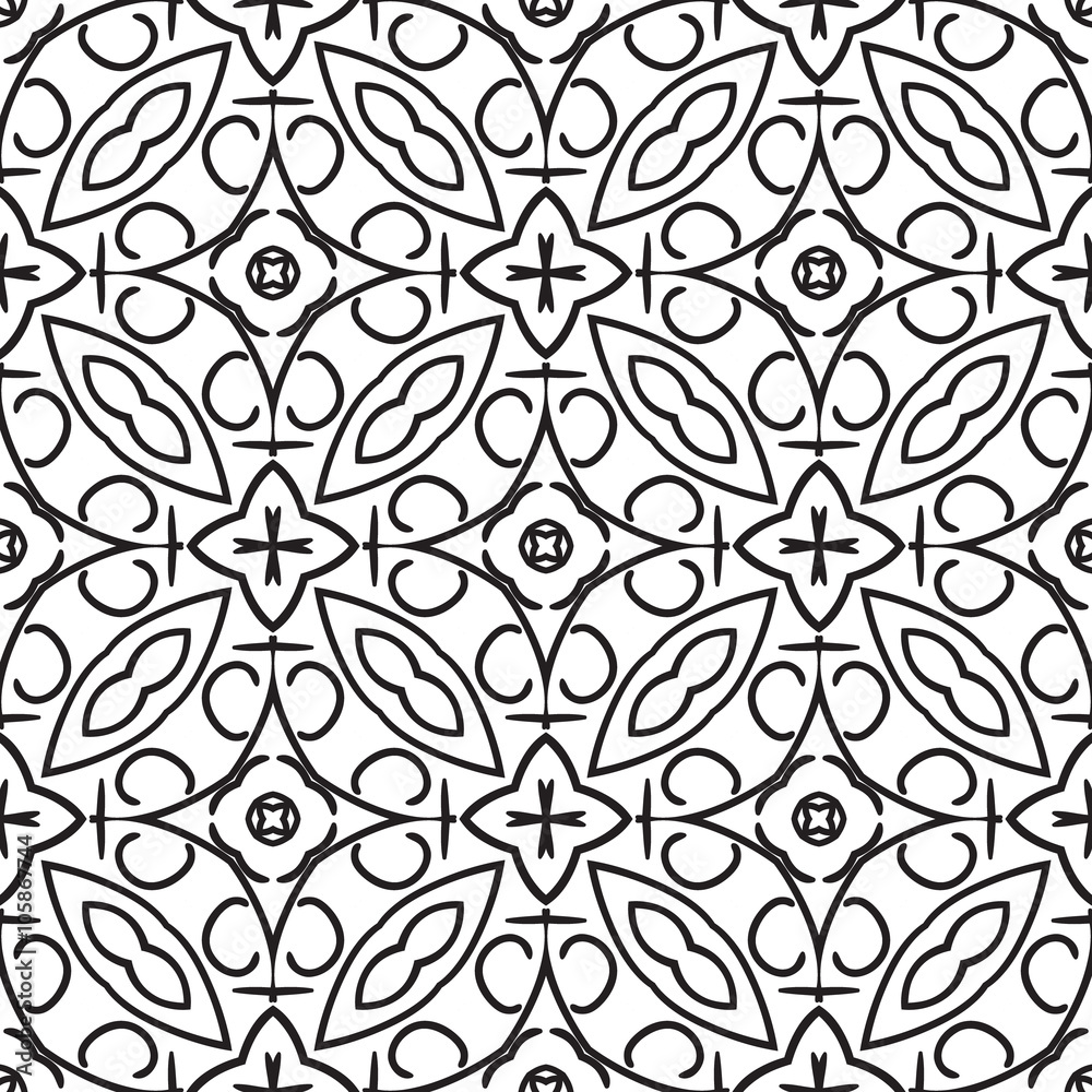 Fototapeta premium black and white ethnic seamless pattern