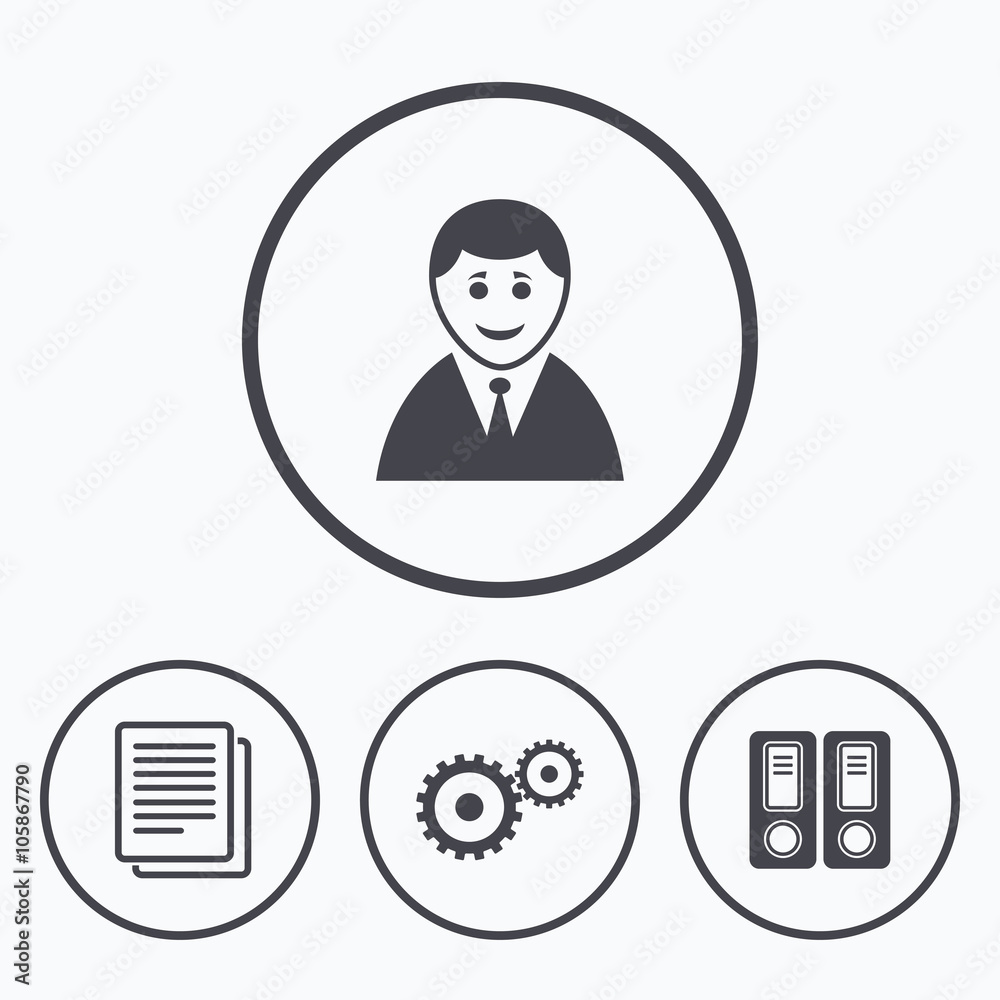 Accounting workflow icons. Human documents. Accounting workflow icons. Human documents.