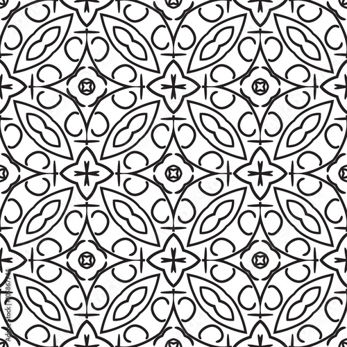 black and white ethnic seamless pattern