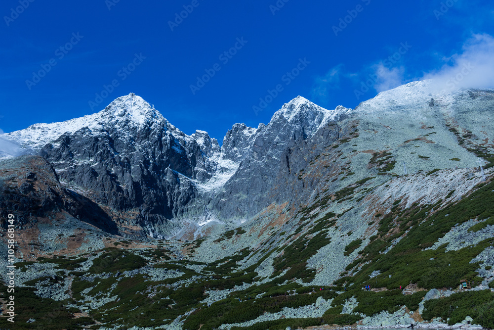 Mountains in the High Tatras with clouds