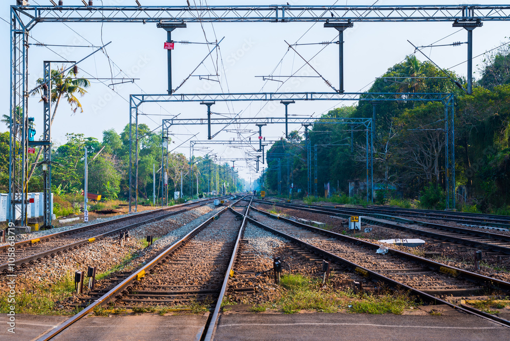 Naklejka premium Koleje Indian Railways w Alleppey, Kerala, Indie