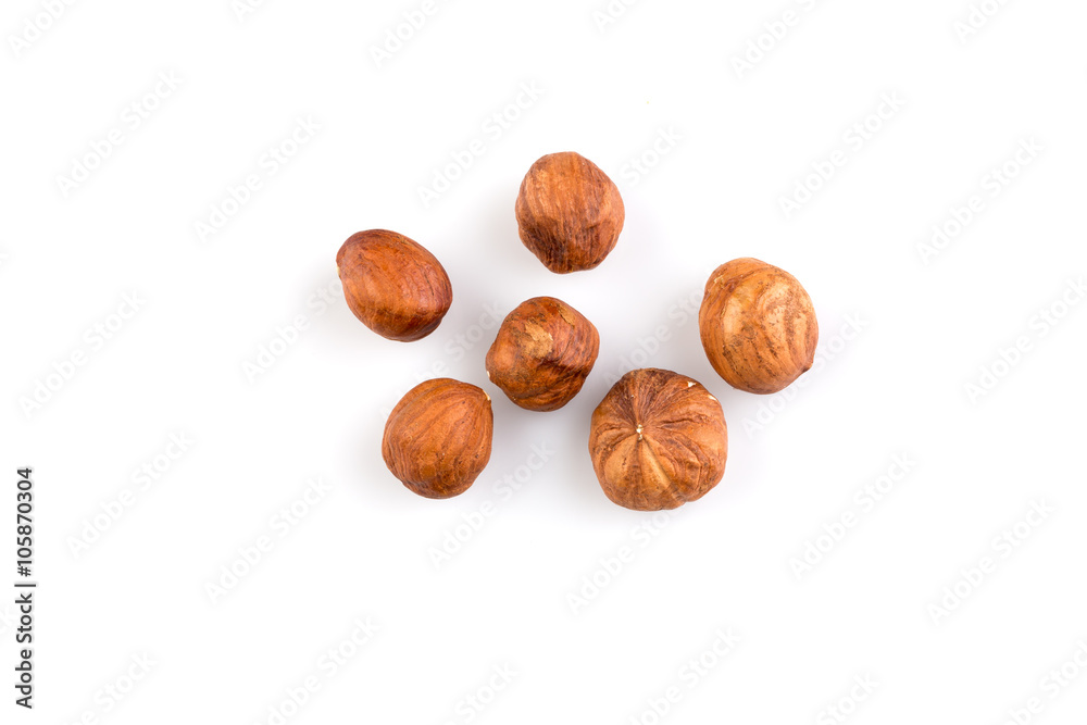 Hazelnuts on the white background Hazelnuts on the white background