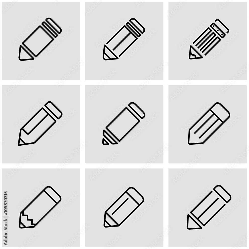 Vector line pencil icon set. Pencil Icon Object, Pencil Icon Picture, Pencil Icon Image - stock vector Vector line pencil icon set. Pencil Icon Object, Pencil Icon Picture, Pencil Icon Image - stock vector