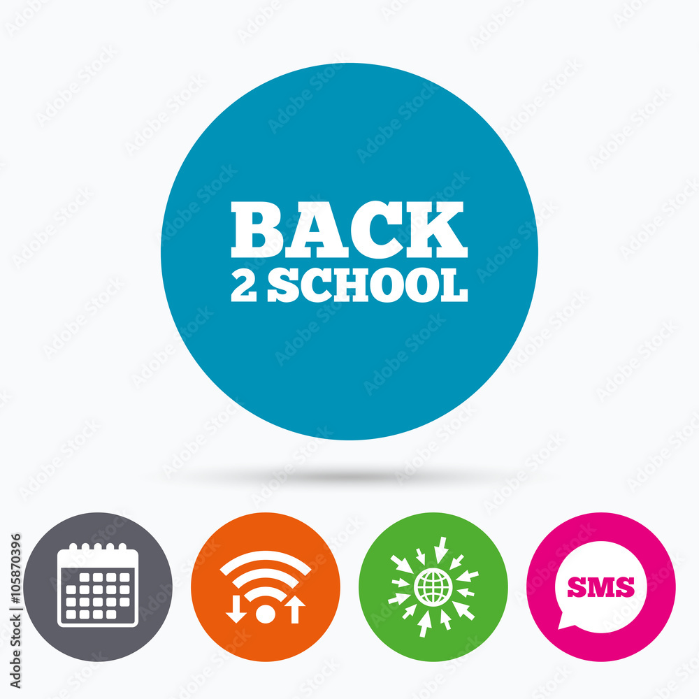 Back to school sign icon. Back 2 school symbol. Back to school sign icon. Back 2 school symbol.