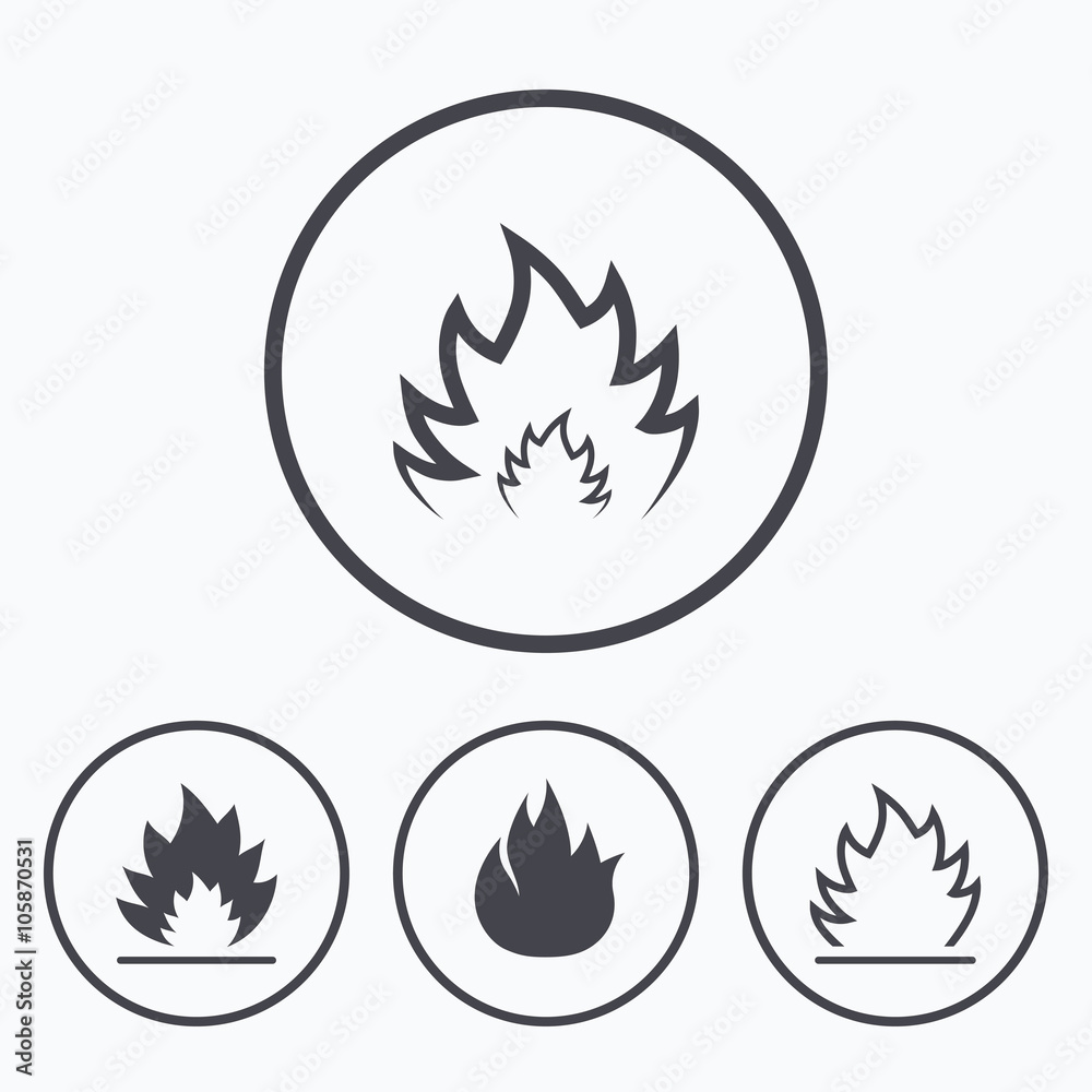 Fire flame icons. Heat signs. Fire flame icons. Heat signs.