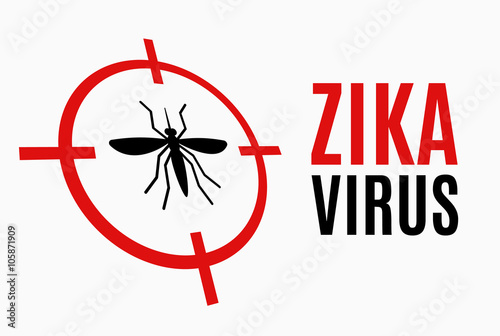 Zika virus alert, red crosshair, target mosquito, danger for pregnant