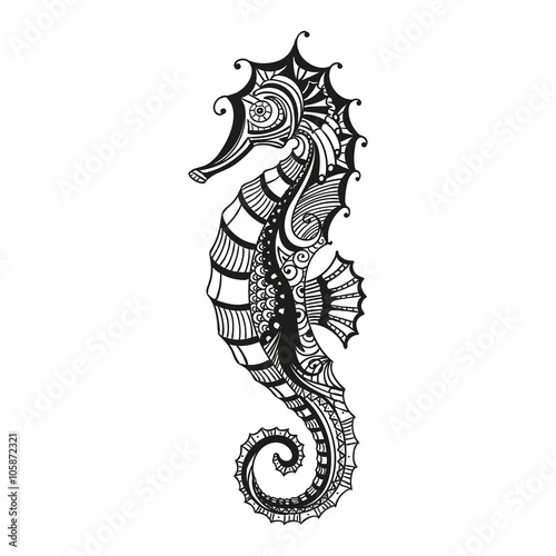 Vector Illustration of an Abstract Ornamental Sea Horse