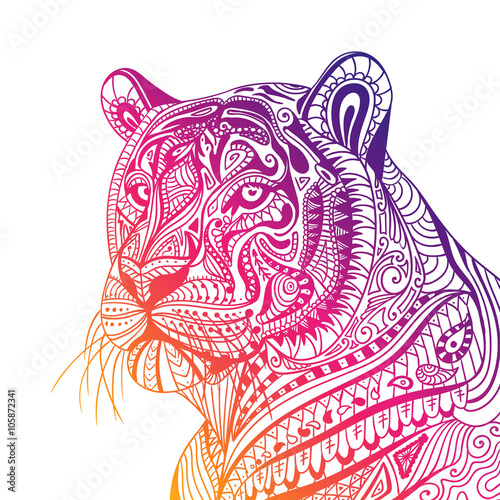Fototapeta Naklejka Na Ścianę i Meble -  Vector Illustration of an Abstract Ornamental Tiger