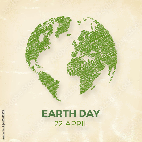 Earth day, April 22, graphic illustration poster
