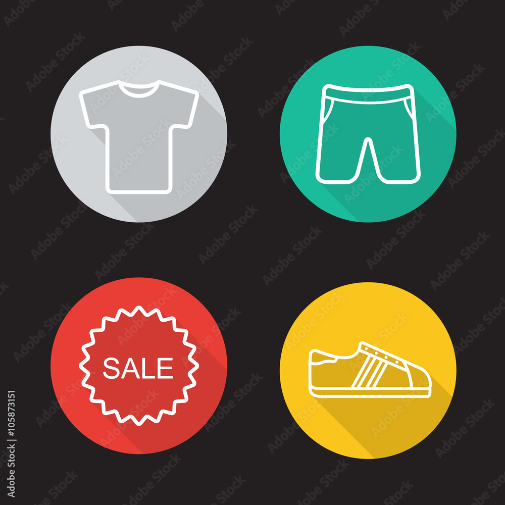 Sportwear flat linear icons set Sportwear flat linear icons set