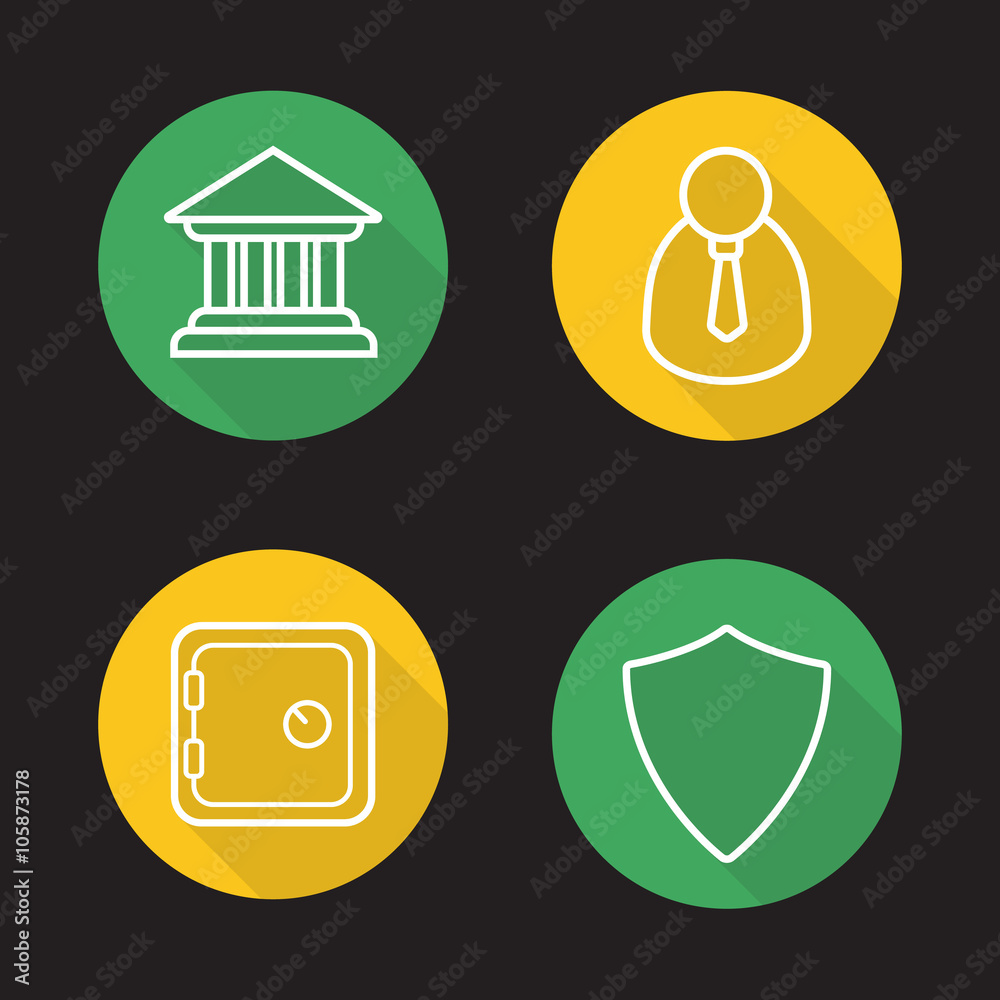 Online banking flat linear icons set Online banking flat linear icons set