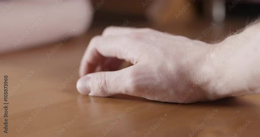 adult man nervous hand finger tapping closeup, ProRes footage shot in 60fps adult man nervous hand finger tapping closeup, ProRes footage shot in 60fps