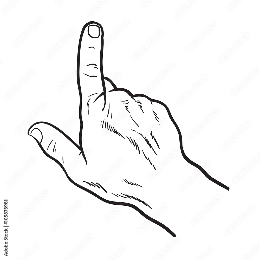 Drawn hands. Finger touches. Raised finger Drawn hands. Finger touches. Raised finger