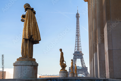 Sculptures in Trocadero in Paris, France.