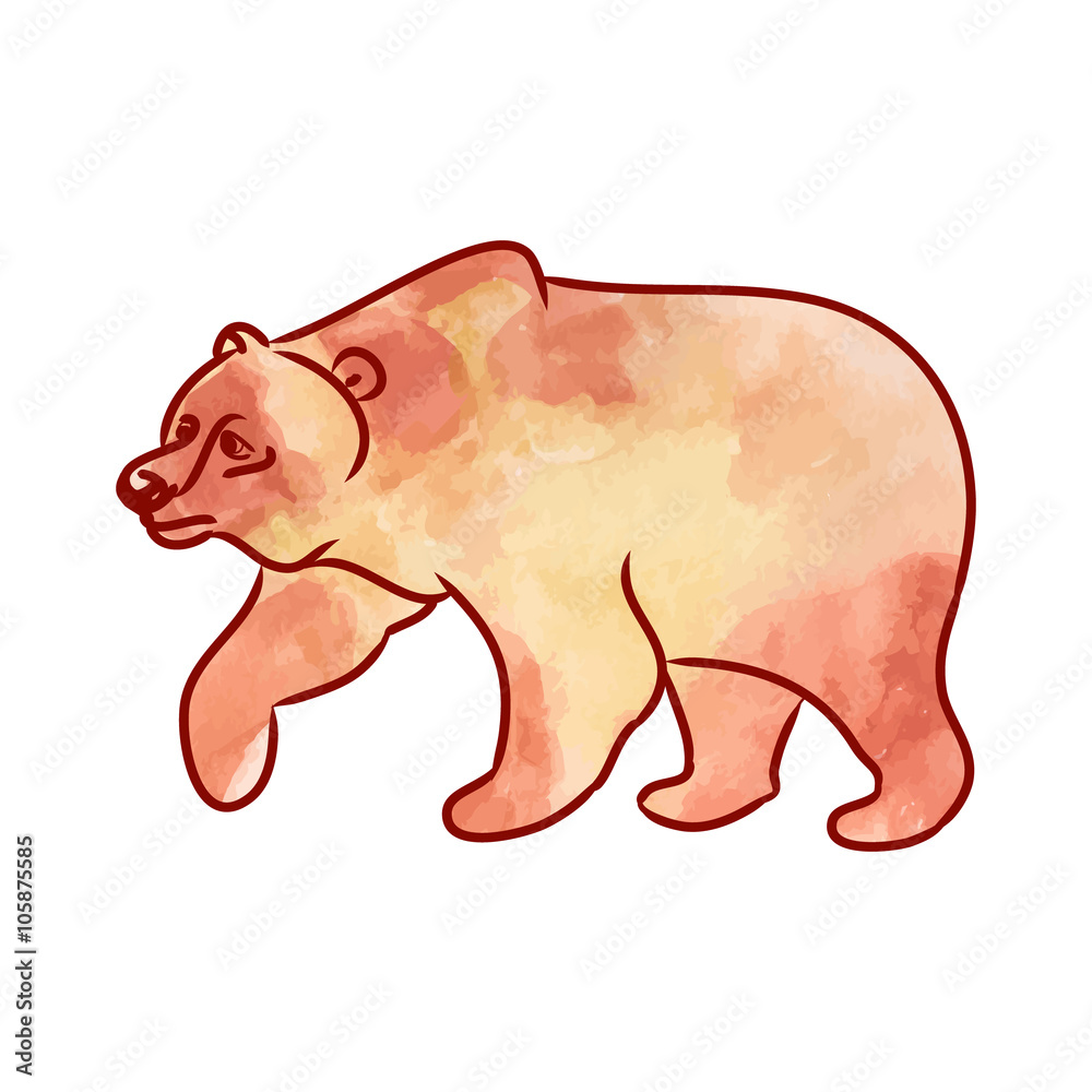 Fototapeta premium Brown bear watercolor 01