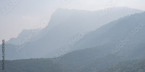 Photography Mountains in mist, panoramic photo 1x2