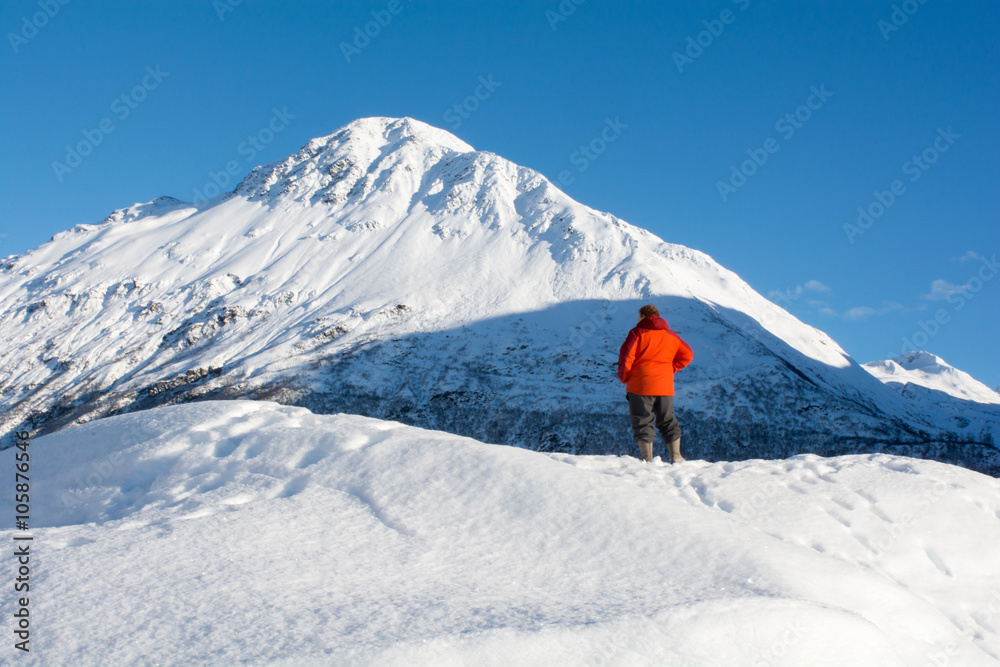 Person in front of Mountain