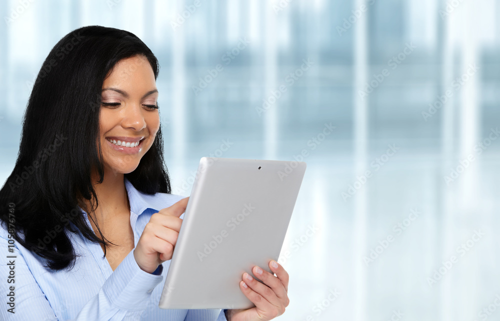 Asian business woman with tablet computer. Asian business woman with tablet computer.