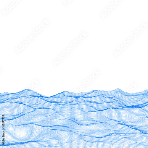 Abstract polygonal wave wireframe background.