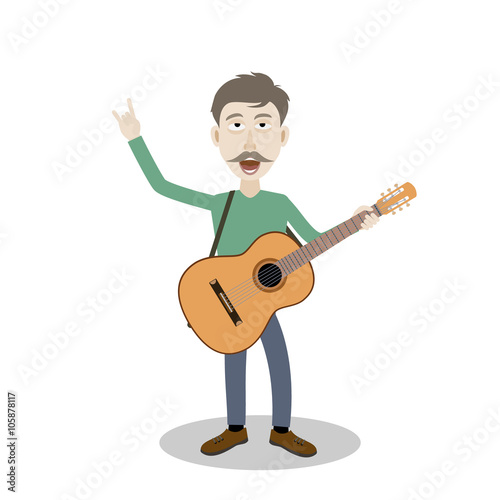 man sings and plays the gui...