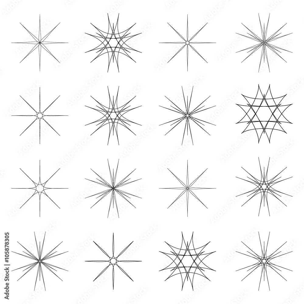 Various abstract geometric symbol set.Vector outline illustratio