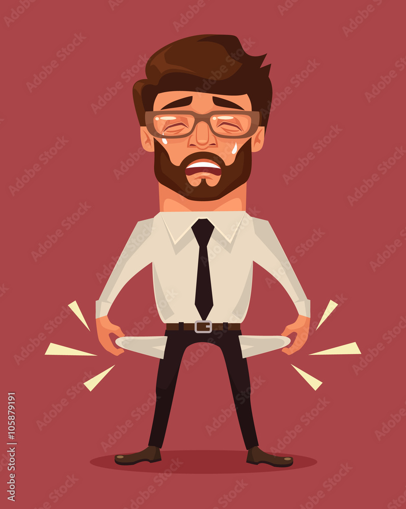 Empty pockets. Vector flat cartoon illustration Stock Vector Adobe Stock