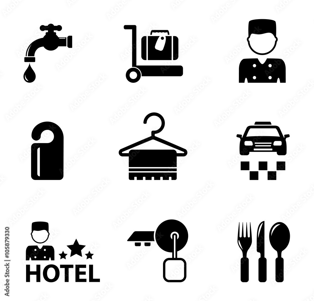 hotel icon services set hotel icon services set