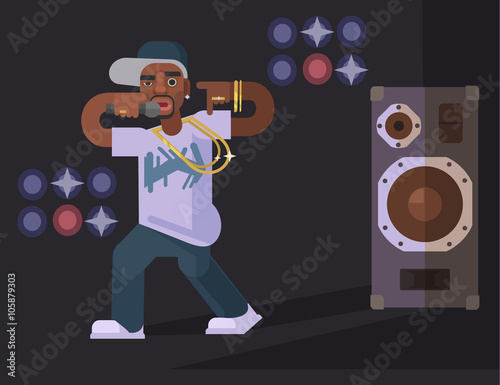 Rap singer. Vector flat illustration