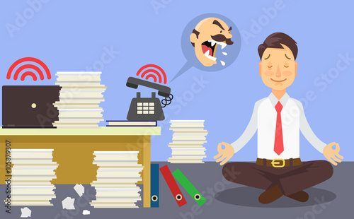 Relax at work. Vector flat cartoon illustration