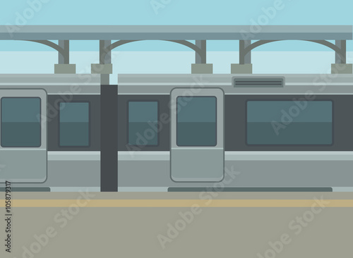  Train station platform. Vector flat illustration