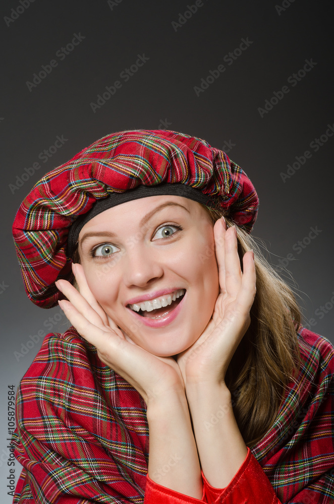Woman wearing traditional scottish clothing Woman wearing traditional scottish clothing