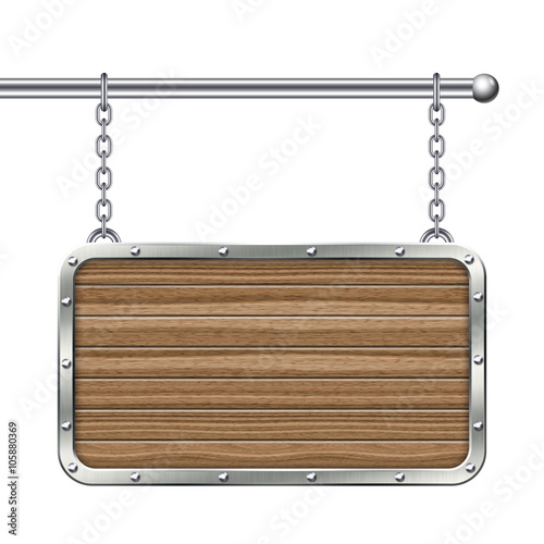 Blank wooden signboard with...