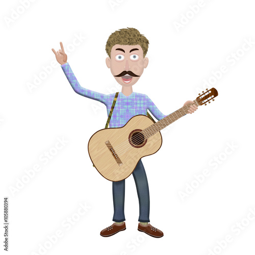 man sings and plays the gui...