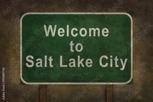 Welcome to Salt Lake City roadside sign illustration