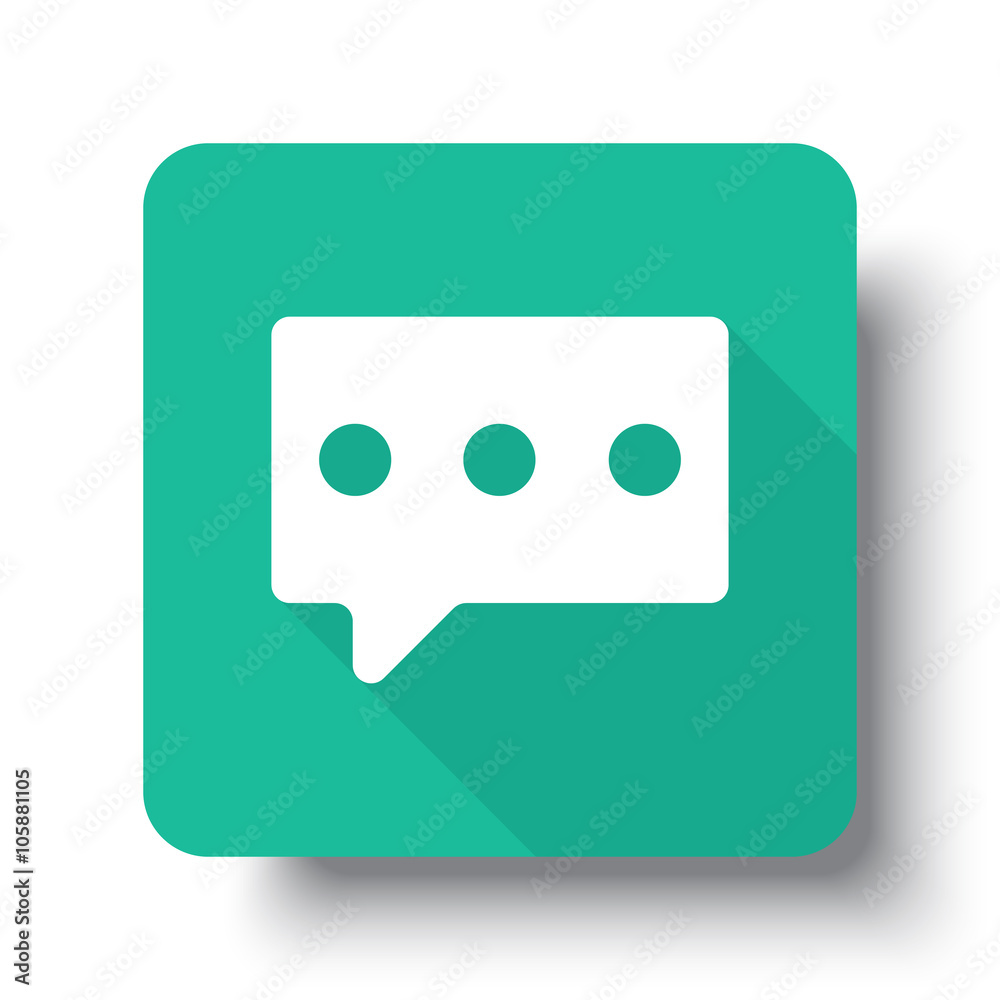 Flat white Message web icon on green button with drop shadow Flat white Message web icon on green button with drop shadow