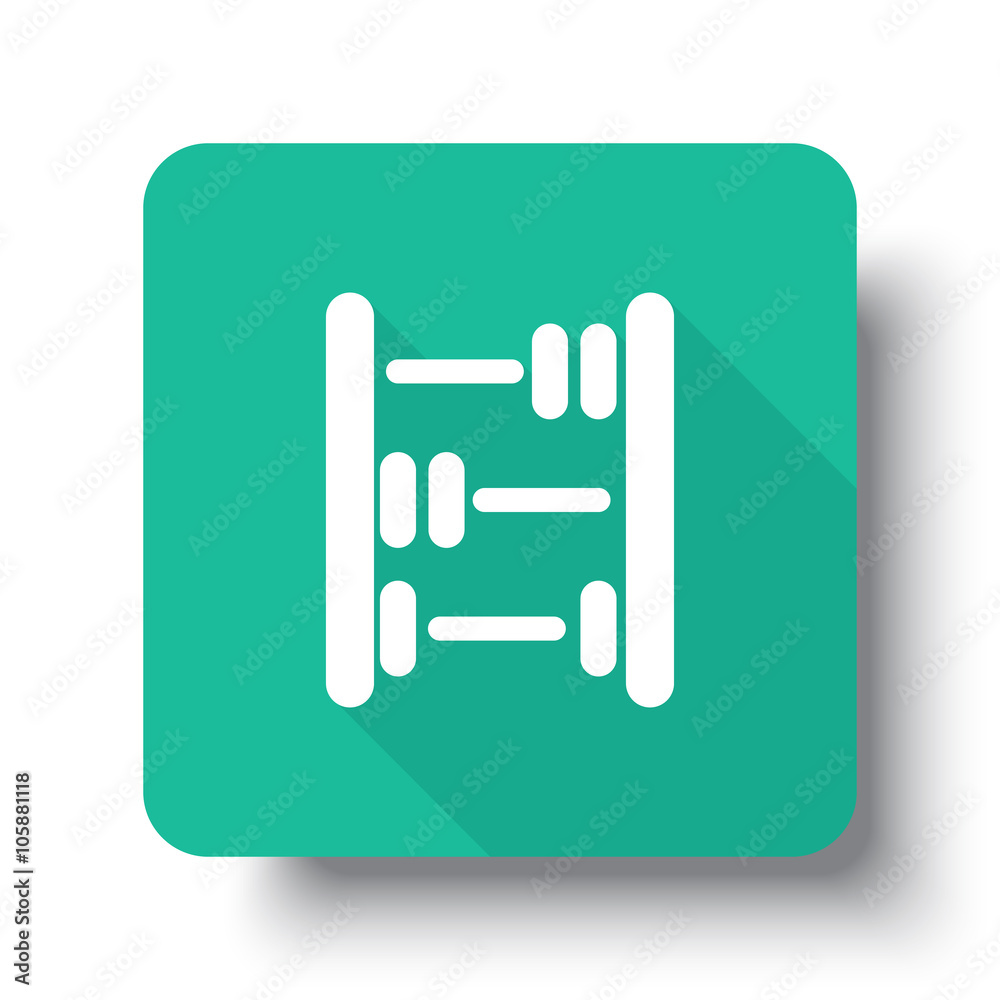 Flat white Abacus web icon on green button with drop shadow Flat white Abacus web icon on green button with drop shadow