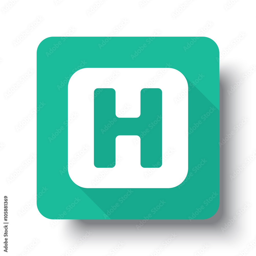 Flat white Helicopter Platform web icon on green button with dro Flat white Helicopter Platform web icon on green button with dro